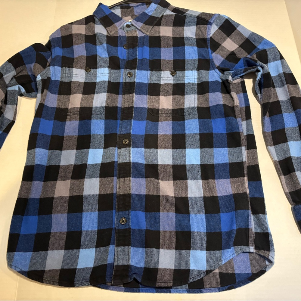 Mens Gap Small Regular Fit Blue Plaid Flannel